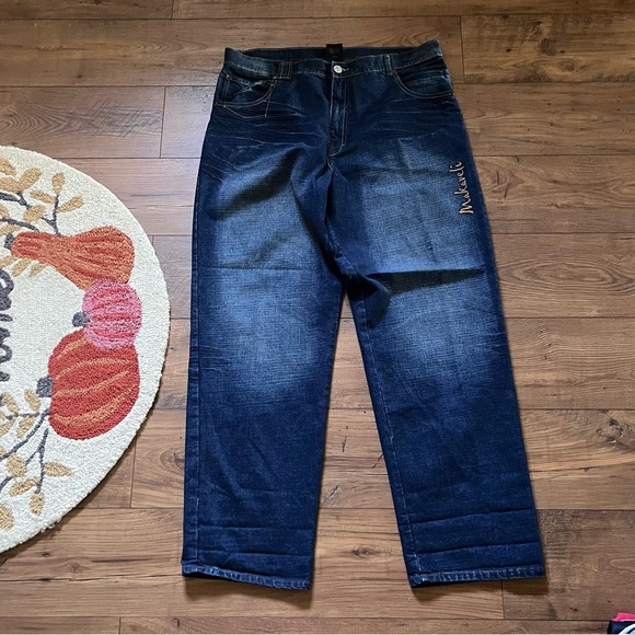 Vintage Y2K 2000s Makeveli Tupac Brand Baggy widelegged Faded Jeans - Picture 1 of 5